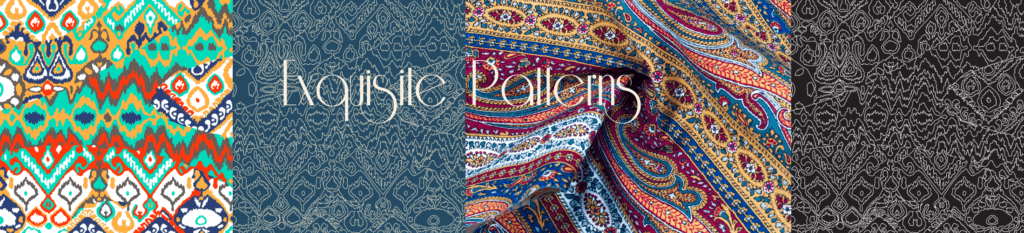 banner depicting different boho fabric patterns